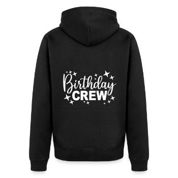 Birthday Crew Matching Gruppe Geburtstagsfeier Outfit - Unisex Premium Bio Zip Hoodie - Schwarz - Hinten - Nico (187cm)