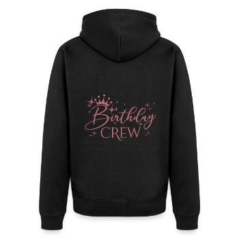 Birthday Crew Matching Gruppe Geburtstagsfeier Outfit - Unisex Premium Bio Zip Hoodie - Schwarz - Hinten - Nico (187cm)