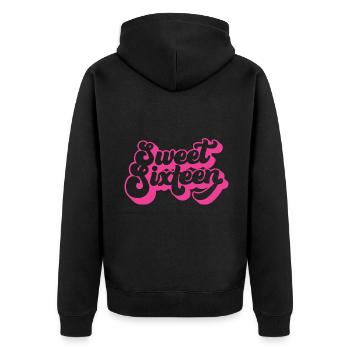 Sweet Sixteen mignon 16e anniversaire cadeau 16 ans - Veste à capuche bio Premium Unisexe - noir - Dos - Nico (187cm)
