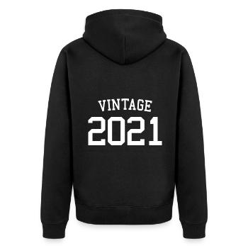 Jahrgang 2021 - 2 Jahre alt, Kinder zum 2. Geburtstag - Unisex Premium Bio Zip Hoodie - Schwarz - Hinten - Nico (187cm)
