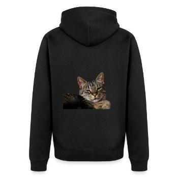 Cat Kitten - Unisex Premium Organic Zip Hoodie - black - Back - Nico (187cm)