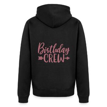 Geburtstagscrew Passende Gruppe Geburtstagsfeier Outfit - Unisex Premium Bio Zip Hoodie - Schwarz - Hinten - Nico (187cm)