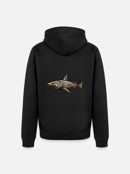 Adinkra Shark 3 - Unisex Premium Organic Zip Hoodie - black