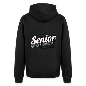 Senior Class Of 2023 Retro Graduation Party Gift - Unisex Premium Organic Zip Hoodie - black - Back - Nico (187cm)