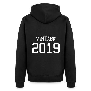 Jahrgang 2019 - 4 Jahre alt, Kinder zum 4. Geburtstag - Unisex Premium Bio Zip Hoodie - Schwarz - Hinten - Nico (187cm)