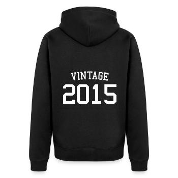 Vintage 2015 - 8 Years Old, 8th Birthday Kids - Unisex Premium Organic Zip Hoodie - black - Back - Nico (187cm)