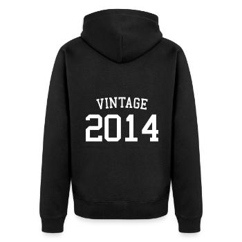 Vintage 2014 - 9 Years Old, 9th Birthday Kids - Unisex Premium Organic Zip Hoodie - black - Back - Nico (187cm)