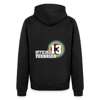 Adolescent officiel 13, cadeau cool 13e anniversaire - Veste à capuche bio Premium Unisexe - noir - Dos - Nico (187cm)