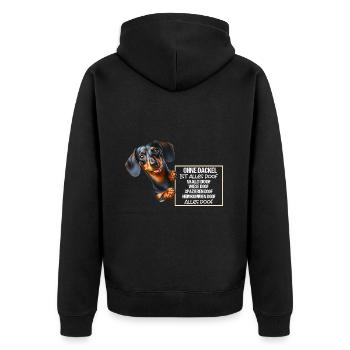 Ohne Dackel ist alles doof Dackel Halter Geschenk - Unisex Premium Bio Zip Hoodie - Schwarz - Hinten - Nico (187cm)