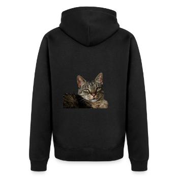 Cat Kitten - Unisex Premium Organic Zip Hoodie - black - Back - Nico (187cm)