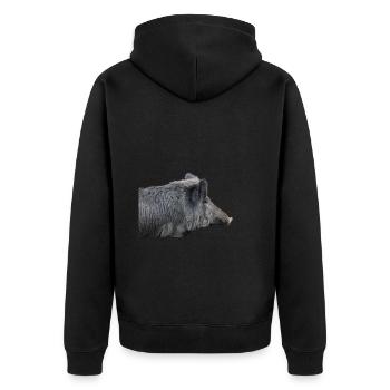 Wild boar Wild boar Pig Sow Pigs - Unisex Premium Organic Zip Hoodie - black - Back - Nico (187cm)
