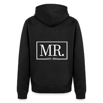 Mr. Est. 2023 Verlobung für die Hochzeitsfeier des Bräutigams - Unisex Premium Bio Zip Hoodie - Schwarz - Hinten - Nico (187cm)