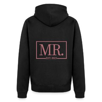Mr. Est. 2023 Verlobung für die Hochzeitsfeier des Bräutigams - Unisex Premium Bio Zip Hoodie - Schwarz - Hinten - Nico (187cm)