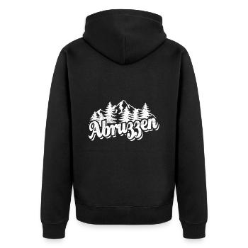 Abruzzen - Wald und Berge Wandern Erholung - Unisex Premium Bio Zip Hoodie - Schwarz - Hinten - Nico (187cm)