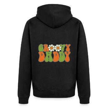 Retro Groovy Daddy Matching Family Baby Shower - Veste à capuche bio Premium Unisexe - noir - Dos - Nico (187cm)