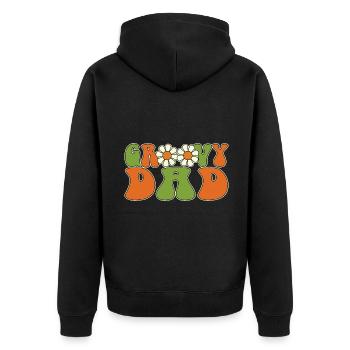 Retro Groovy Dad Matching Family Baby Shower - Veste à capuche bio Premium Unisexe - noir - Dos - Nico (187cm)