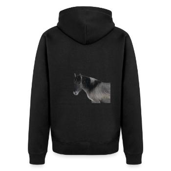 Pferde T-shirt Geschenk Reiter  - Unisex Premium Bio Zip Hoodie - Schwarz - Hinten - Nico (187cm)