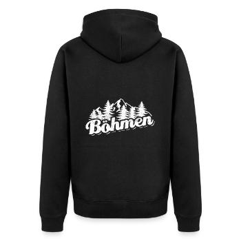 Böhmen - Wald und Berge Wandern Erholung - Unisex Premium Bio Zip Hoodie - Schwarz - Hinten - Nico (187cm)