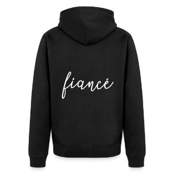 Fiancé Matching Engagement Gift Groom's Wedding - Unisex Premium Organic Zip Hoodie - black - Back - Nico (187cm)