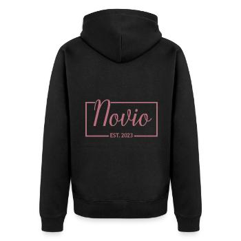 2023 Verlobungsgeschenk Hochzeit des Bräutigams - Unisex Premium Bio Zip Hoodie - Schwarz - Hinten - Nico (187cm)