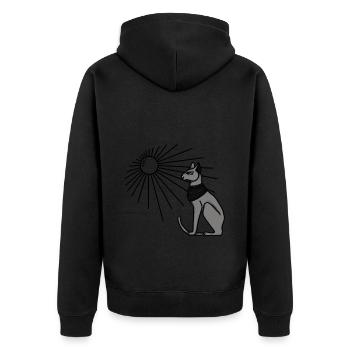 Ägyptisches Katzen Design - Unisex Premium Bio Zip Hoodie - Schwarz - Hinten - Nico (187cm)