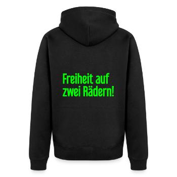 Freedom on Two Wheels - Cyclist Design - Unisex Premium Organic Zip Hoodie - black - Back - Nico (187cm)