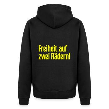 Freedom on Two Wheels - Cyclist Design - Unisex Premium Organic Zip Hoodie - black - Back - Nico (187cm)