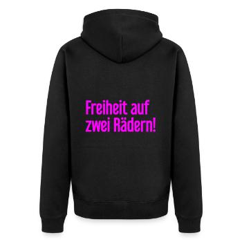 Freedom on Two Wheels - Cyclist Design - Unisex Premium Organic Zip Hoodie - black - Back - Nico (187cm)