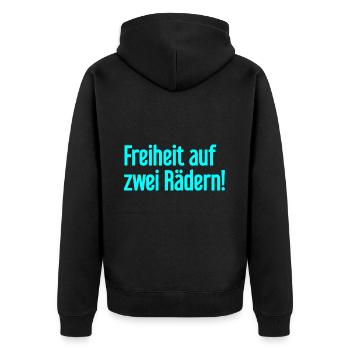 Freedom on Two Wheels - Cyclist Design - Unisex Premium Organic Zip Hoodie - black - Back - Nico (187cm)