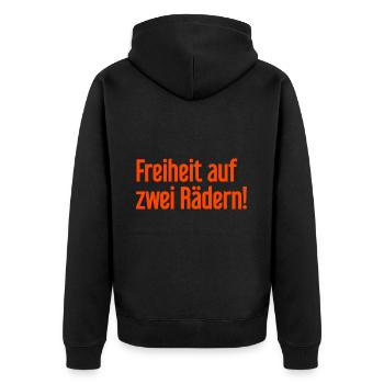 Freedom on Two Wheels - Cyclist Design - Unisex Premium Organic Zip Hoodie - black - Back - Nico (187cm)