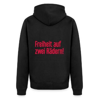 Freedom on Two Wheels - Cyclist Design - Unisex Premium Organic Zip Hoodie - black - Back - Nico (187cm)