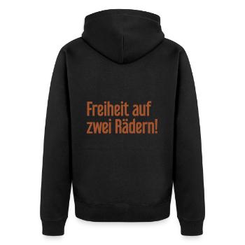 Freedom on Two Wheels - Cyclist Design - Unisex Premium Organic Zip Hoodie - black - Back - Nico (187cm)