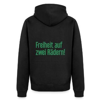 Freedom on Two Wheels - Cyclist Design - Unisex Premium Organic Zip Hoodie - black - Back - Nico (187cm)