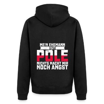 Polen Polnisch Polska Polski Husaria Kavallerie - Unisex Premium Bio Zip Hoodie - Schwarz - Hinten - Nico (187cm)