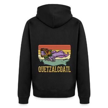 Quetzalcoatl Axolotl Mexique Divinité Aztèque - Veste à capuche bio Premium Unisexe - noir - Dos - Nico (187cm)