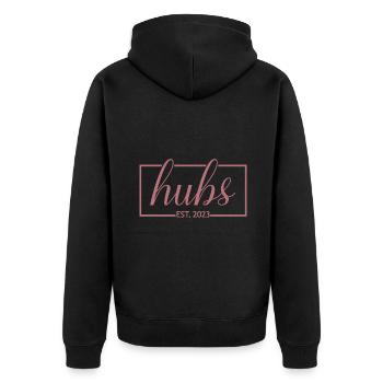 Hubs Est. 2023 Engagement For Groom's Wedding Gift - Unisex Premium Organic Zip Hoodie - black - Back - Nico (187cm)
