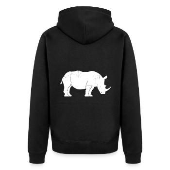 Rhino Sketch Rhinoceros Safari Wildtierliebhaber - Unisex Premium Bio Zip Hoodie - Schwarz - Hinten - Nico (187cm)