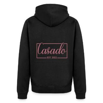 2022 Hochzeit Ehepaar - Unisex Premium Bio Zip Hoodie - Schwarz - Hinten - Nico (187cm)