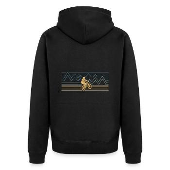 Mountainbike Fahrrad Bike Mountain Biking - Unisex Premium Bio Zip Hoodie - Schwarz - Hinten - Nico (187cm)
