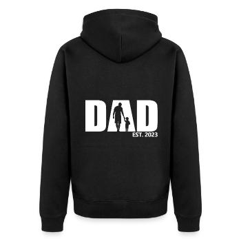 2023, Dad To Be, Schwangerschaftsankündigung - Unisex Premium Bio Zip Hoodie - Schwarz - Hinten - Nico (187cm)