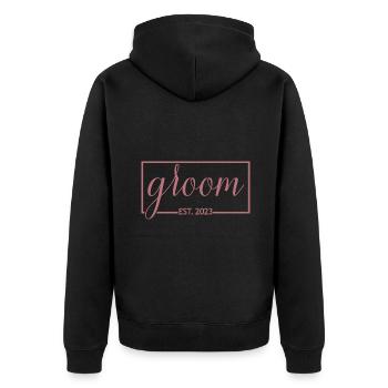 Groom Est. 2023 Engagement Gift Groom's Wedding - Unisex Premium Organic Zip Hoodie - black - Back - Nico (187cm)