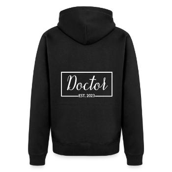 Docteur Est. Cadeau d'étudiant diplômé en médecine 2023 - Veste à capuche bio Premium Unisexe - noir - Dos - Nico (187cm)