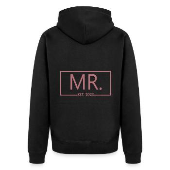 M. Est. 2023 Fiançailles pour la fête de mariage du marié - Veste à capuche bio Premium Unisexe - noir - Dos - Nico (187cm)