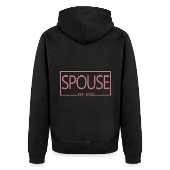 Ehepartner Est. 2023 - Männer & Frauen Hochzeitstag Geschenk - Unisex Premium Bio Zip Hoodie - Schwarz - Hinten - Nico (187cm)