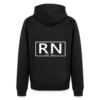 RN Est. 2023 Graduation Étudiante autorisée en soins infirmiers - Veste à capuche bio Premium Unisexe - noir - Dos - Nico (187cm)