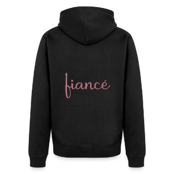 Verlobte Matching Verlobung Geschenk Hochzeit des Bräutigams - Unisex Premium Bio Zip Hoodie - Schwarz - Hinten - Nico (187cm)
