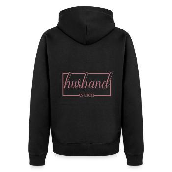 Ehemann Est. 2023 Verlobungsgeschenk des Bräutigams - Unisex Premium Bio Zip Hoodie - Schwarz - Hinten - Nico (187cm)