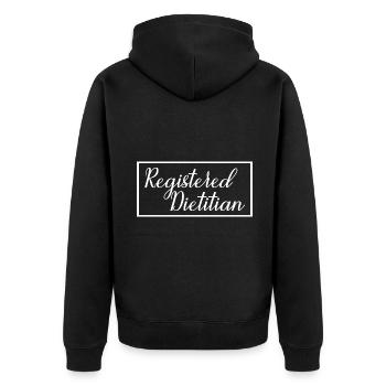 Registrierter Ernährungsberater Stolzer diplomierter Ernährungsberater - Unisex Premium Bio Zip Hoodie - Schwarz - Hinten - Nico (187cm)