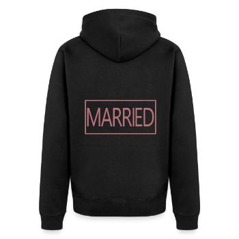 Verheiratetes passendes Paar Männer & Frauen Hochzeitstag - Unisex Premium Bio Zip Hoodie - Schwarz - Hinten - Nico (187cm)