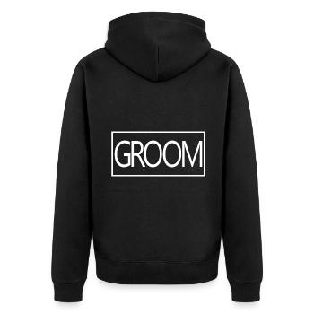 Groom - Mari à être Wedding Party Engagement - Veste à capuche bio Premium Unisexe - noir - Dos - Nico (187cm)